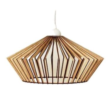 Imagem de Luminária Teto Tipo Pendente Dejavu Em Mdf - Completa - Cor:mdf Cru