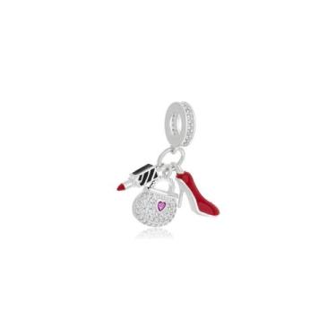 Imagem de Berloque Sapato Vermelho Bolsa e Batom Prata 925 - Atraktiva Joias, 2,