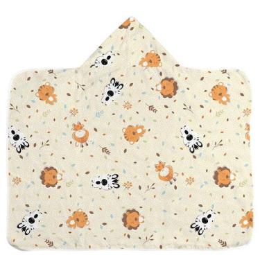 Imagem de Toalha De Banho Para Bebê Estampada Com Capuz Forro De Fralda 67X90 Ba
