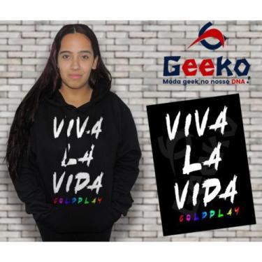 Imagem de Moletom Canguru Feminino Coldplay Viva La Vida Rock Alternativo Geeko,