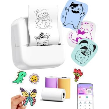 Imagem de Ponek Mini impressora de adesivos, cápsulas de impressão, mini impressora térmica de adesivos M02X, máquina de fazer adesivos para crianças, estudantes, família, impressora fotográfica de bolso para