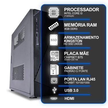 Imagem de Computador Desktop Intel Core I3 2a Geração 4GB Ram Kingston Ssd 240GB sem Sistema Operacional