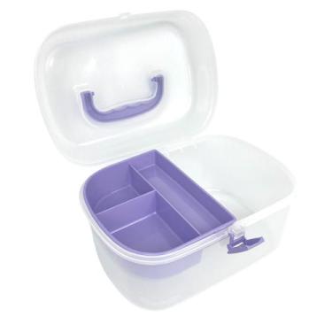 Imagem de Maleta Transportadora Grande Transparente Multiuso Acessórios - Ateliê