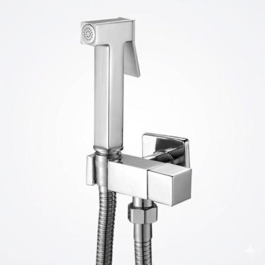 Imagem de Ducha Higiênica Aço Inoxidável Quadrado Prata Cromada Banheiro Lavabo 