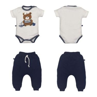 Imagem de Conjunto Body Culote Suedine Bebê Menino Azul Marinho Talles, RN