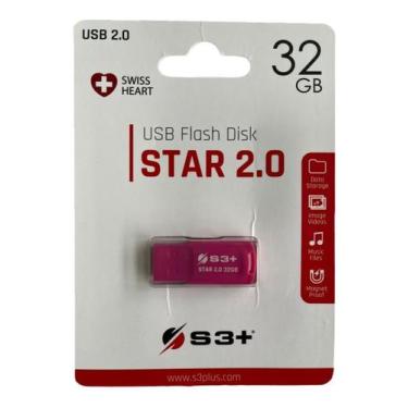 Imagem de Pen Drive S3+ Usb Flash Disk Star 2.0 32gb Rosa, S3PD2004016PK-R