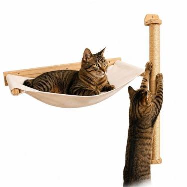 Imagem de Kit Rede Cama Suspensa E Arranhador De Parede Para Gatos G - Brie Pet