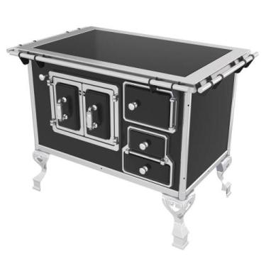 Imagem de Fogão A Lenha Venâncio Tradicional Nº2 Vitroceramico Preto Saída Esque