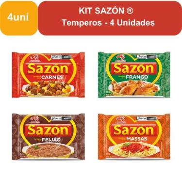 Imagem de Kit Temperos SAZÓN para Carne, frango, feijão e massa - 4 unidades 60g