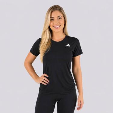 Imagem de Camiseta Adidas Treino 3 Listras Feminina Preta e Branca, PP