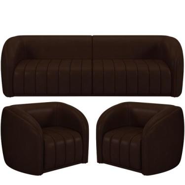 Imagem de Kit Sofá 5 Lugares Para Sala 332cm com 02 Poltronas Lazio M03 Corano M