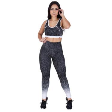 Imagem de Conjunto Feminino Fitness Degradê Legging Cintura Alta E Top Bojo Detalhe Nas Costas Orbis-Feminino