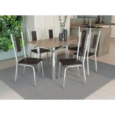 Conjunto 4 cadeiras cromadas para cozinha com reforço + mesa com