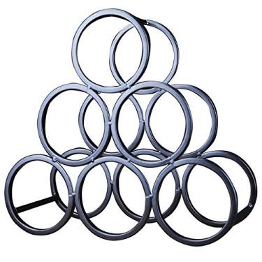 Imagem de Pkfinrd Suporte de vinho de metal para bancada, 6 garrafas economiza espaço, suporte de armazenamento de vinho para armário e casa