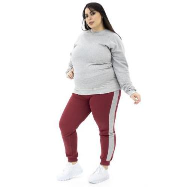 Imagem de Conjunto Moletom Feminino Plus Size Flanelado Blusa Calça - Zafina