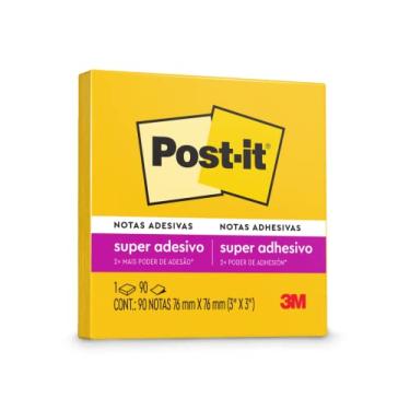 Imagem de Post-it, 3M, Bloco de Notas Super Adesivas, Amarelo Sol, 76 m x 76mm, 90 folhas