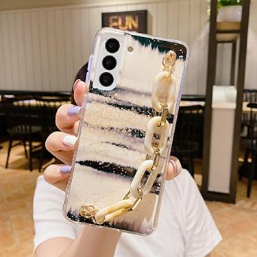 Imagem de Capas de telefone de pulseira de mármore para Samsung S21 PLUS NOTE 20 ULtra A82 A22 A72 A52 A32 Correia Pulseira Soft Shell, B com corrente, para Samsung A52 5G