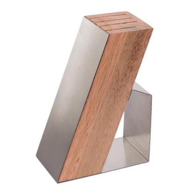 Imagem de Cepo De Madeira E Inox Para Facas Universal Kort Domama