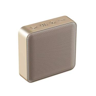Imagem de HIOD Mini alto-falante sem fio quadrado Bluetooth com rádio FM 8h tempo de reprodução 10 m de alcance, ouro