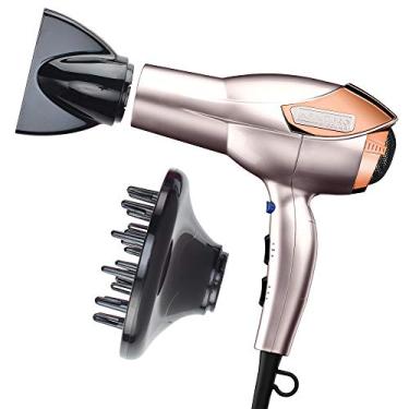 Imagem de Secador de cabelo INFINITIPRO BY Conair com difusor | Secador de cabelo com motor CA Volume and Shine Pro | Inclui difusor e concentrador | Ouro rosa