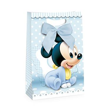 Imagem de Caixa Para Presente Flex Cromus Embalagens na Estampa Mickey Baby com Fechamento em Cetim 22x9x32 cm com 10 Unidades