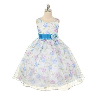Imagem de Vestido infantil Dream Girls Organza Floral Ocasião Especial, Royal Blue, 2