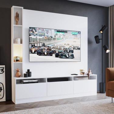 Imagem de Home Tv 65`` 3 Portas 4 Prateleiras Branco Lilies Móveis
