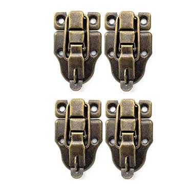 Imagem de GDQLCNXB 4-Pack Retro Bronze Style Box Toggle Latch Antique Metal Duckbilled Hasp Latch Catch with Padlock Hole for Jewelry Box Cabinet Wooden Case Ordinary Box Crafts
