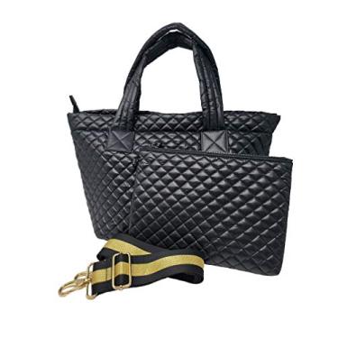 Imagem de Sacola ClaraNY confortável e leve acolchoada com bolsa e alça repelente de água preta