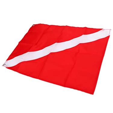 Imagem de Produto mergulhador, bandeira de mergulho de aviso clara de poliéster retangular vermelho brilhante branco fácil de montar para praia para pesca submarina