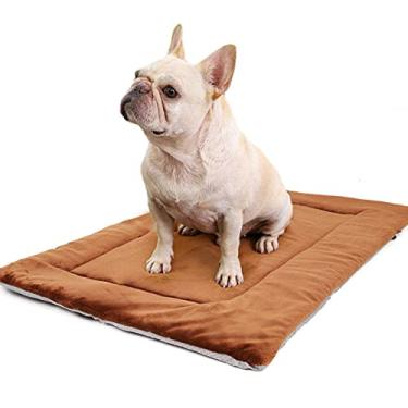 Imagem de Cama de cachorro lavável, camas de cachorro para cães pequenos, antiderrapante, cama de gato reutilizável de autoaquecimento, almofada de caixa de cachorro média, almofada de transporte de animais de estimação macia de pelúcia para cães e gatos médios pequenos 89 cm × 61 cm