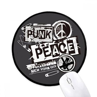 Imagem de Tapete de mouse punk New York padrão ilustração anti-guerra desktop escritório tapete redondo para computador
