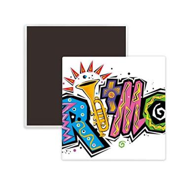 Imagem de Lembrança de ímã de geladeira cerâmica quadrada com slogan Ritmo de muitas cores com tema de cultura do México