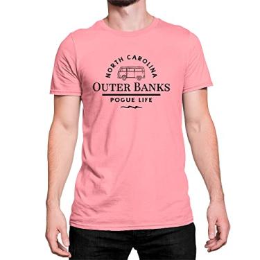 Imagem de Camiseta T-Shirt Outer Banks Série Pogue Life Algodão Cor:Rosa;Tamanho:P