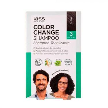 Imagem de Shampoo Tonalizante Kiss New York Color Change Preto Com 3 Unidades