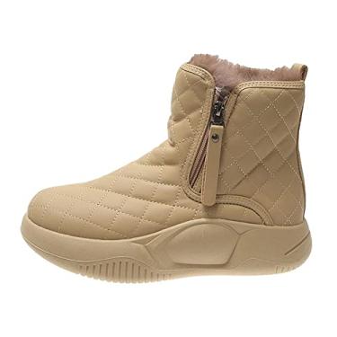 Imagem de Botas Femininas de Inverno para Neve à Prova D'água E Cano para Trilha de Trekking, cáqui, 37