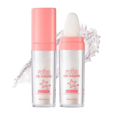 Imagem de Iluminador em Pó em Bastão,Fairy Highlight Pó para Pó - Maquiagem em pó à prova d'água não gordurosa, blush iluminador para mulheres e meninas Ngumms