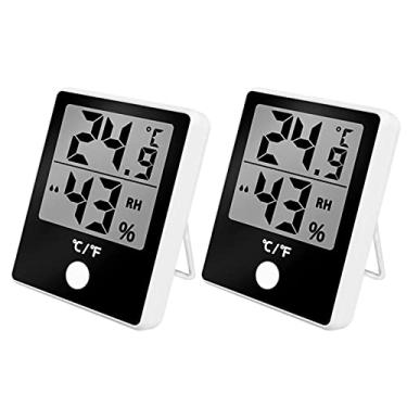 Imagem de 2pcs Termômetro higrômetro interno LCD Termohigrômetro digital da estação meteorológica Medidor de temperatura e umidade Monitor Higrotermógrafo com temperatura 0-50 ℃ e umidade 20-95% RH Faixa de