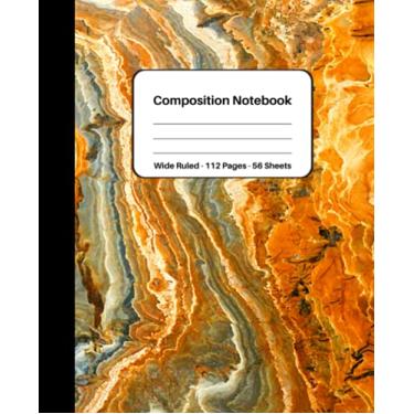 Imagem de Caderno de composição de mármore: diário de papel pautado largo | sobremesa bonita marrom mármore líquido | caderno de trabalho com forro largo em branco presente para meninas meninos crianças adolescentes estudantes adultos mulheres