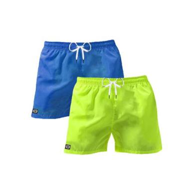 Imagem de Kit 02 Shorts Praia Mauricinho Neon Verde Azul - Mp Moda Masculina