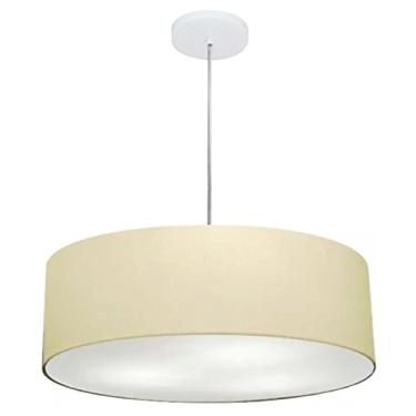 Imagem de Lustre Pendente Cilíndrico Cúpula Tecido 55x15 cm, Vivare Iluminação, Pendente4218 LA, Algodão Cru, Médio