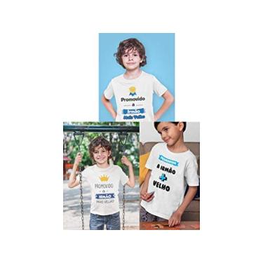 Imagem de Kit 3 Camisetas Promovido a Irmão Mais Velho Branca Tamanho 02