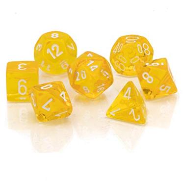Imagem de Chessex Dice Translucent: 7 pçs Amarelo/Branco