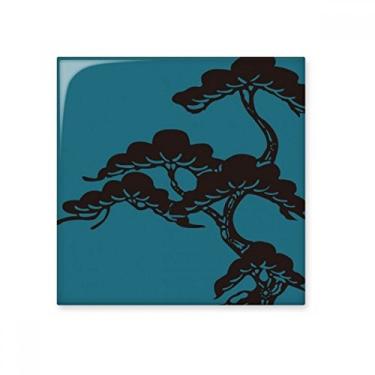 Imagem de Pintura da cultura japonesa Azulejo de cerâmica azul decalque brilhante pedra adornada tijolo vitrificado