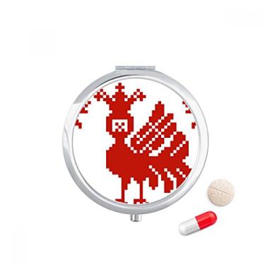 Imagem de Mosaico Vermelho de Árvores de Animais Rússia Caixa de Armazenamento de Remédio Dispensador de Recipiente