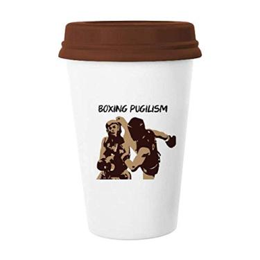 Imagem de Caneca moderna de presente de pugilismo Punho Art Deco Caneca de café Copo de cerâmica Tampa de cerâmica