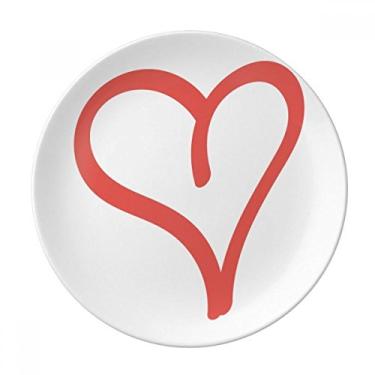 Imagem de Prato de sobremesa de porcelana decorativa em formato de coração para o Dia dos Namorados