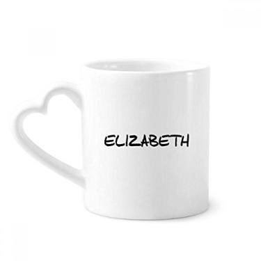 Imagem de Canecas de café ELIZABETH de caligrafia especial de cerâmica com alça de coração, presente de 355 ml