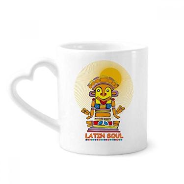 Imagem de Caneca com estampa de estátua de alma latina do Egito Antigo Caneca de cerâmica para café Copo de coração de vidro