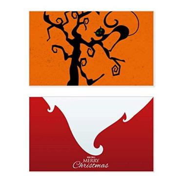 Imagem de Árvore de gato Halloween Hallowmas Laranja Feriado Feliz Natal Cartão de parabéns Mensagem de Natal